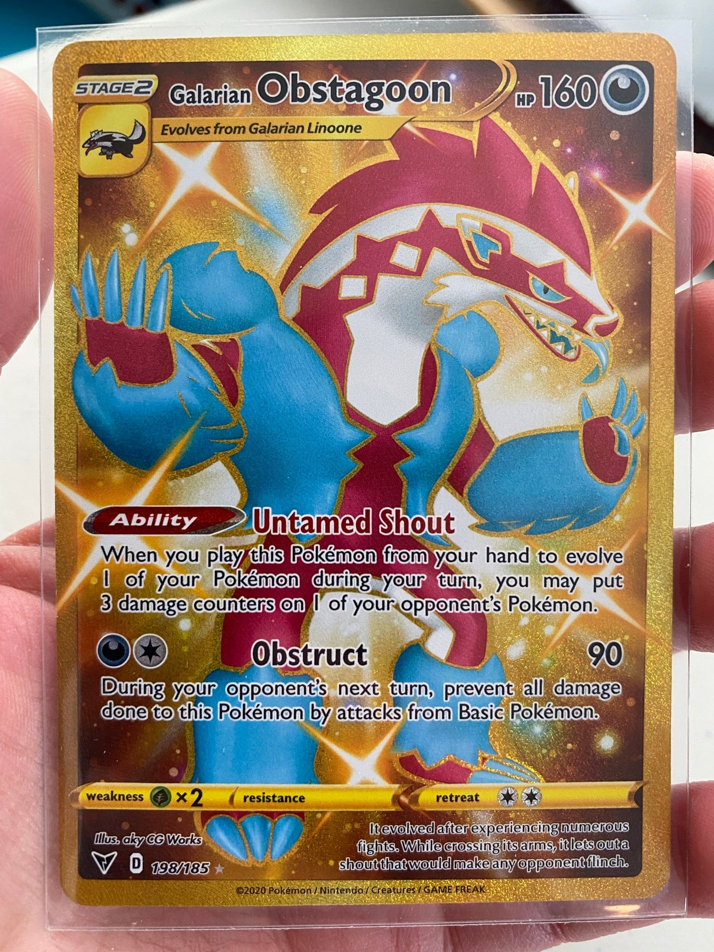 Pokemon Card Vivid Voltage 198/185 Galarian Obstagoon Secret Rare