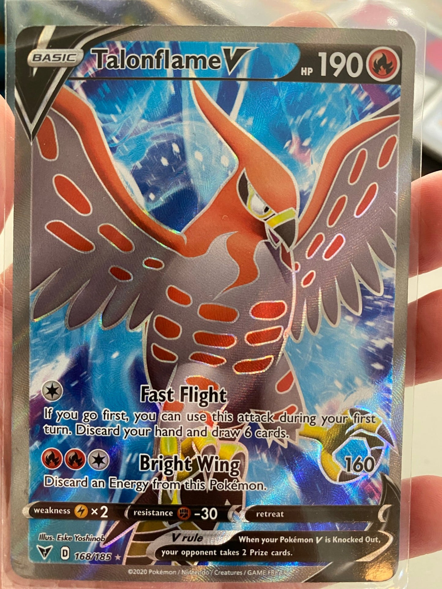 <transcy>Pokemon Card Vivid Voltage 168/185 Talonflame V Volle Kunst</transcy>