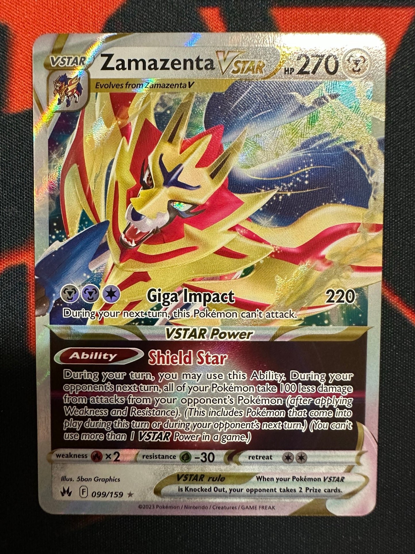 Pokemon Card Crown Zenith 099/159 99/159 Zamazenta VSTAR Ultra Rare *MINT*