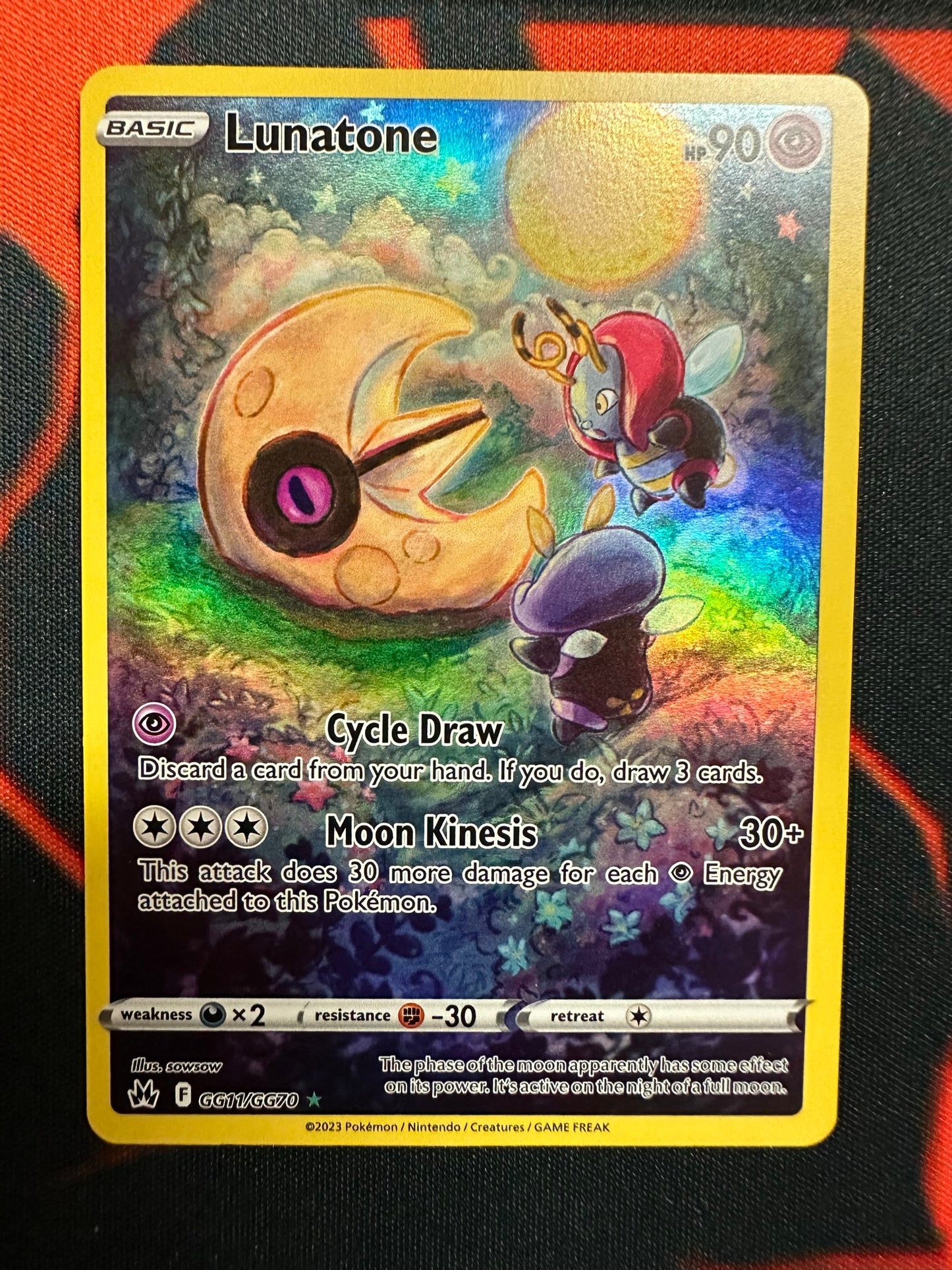 Pokemon Card Crown Zenith Galarian Gallery GG11/GG70 Lunatone Holo Rare *MINT*