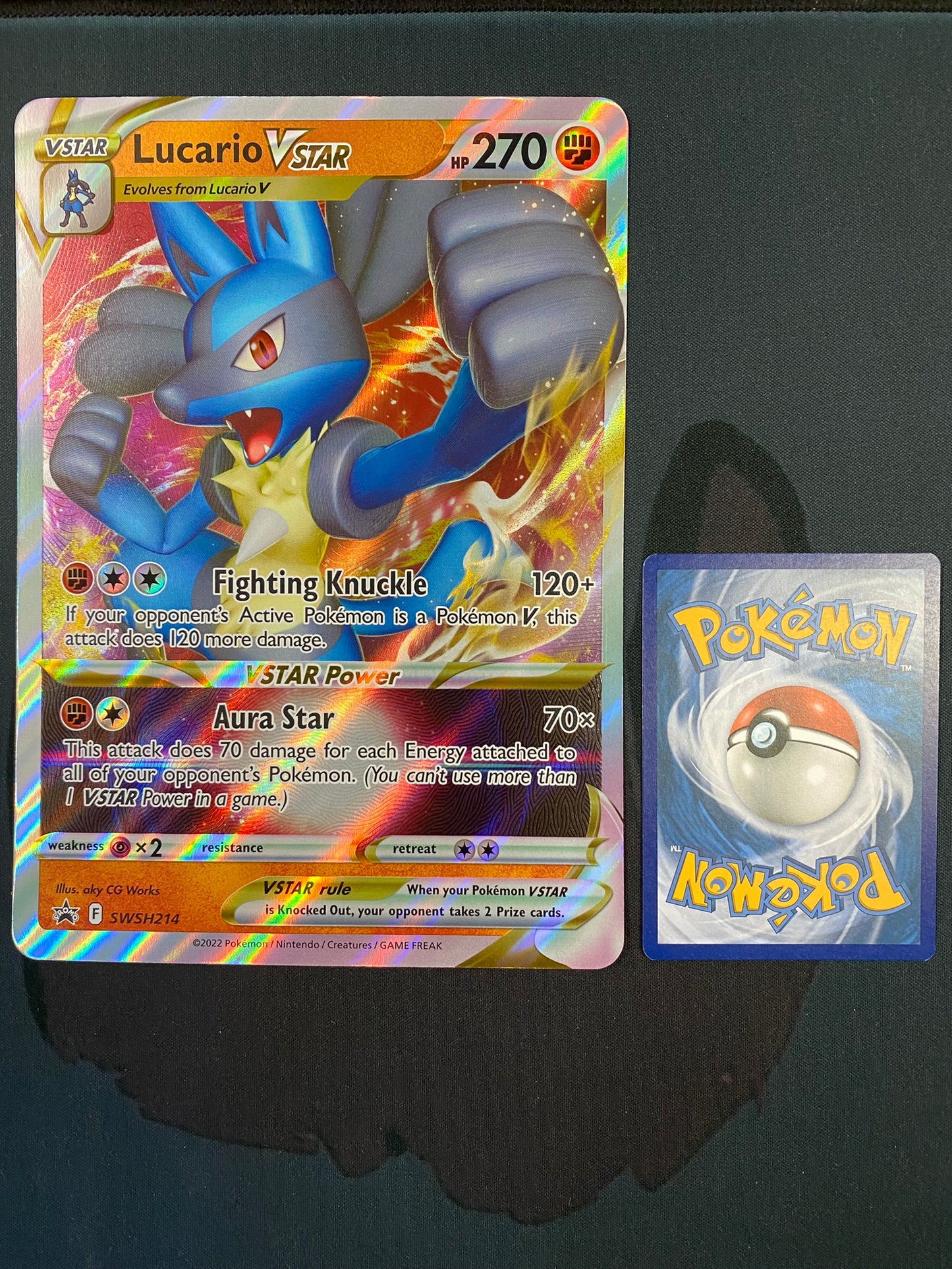 Pokemon Card SWSH214 Lucario Vstar JUMBO OVERSIZED BLACK STAR PROMO