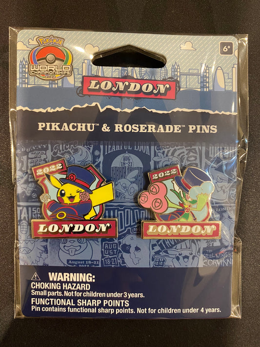 Pokemon Center Exclusive: Pokemon World Championship 2022 Pikachu & Roserade Pins set