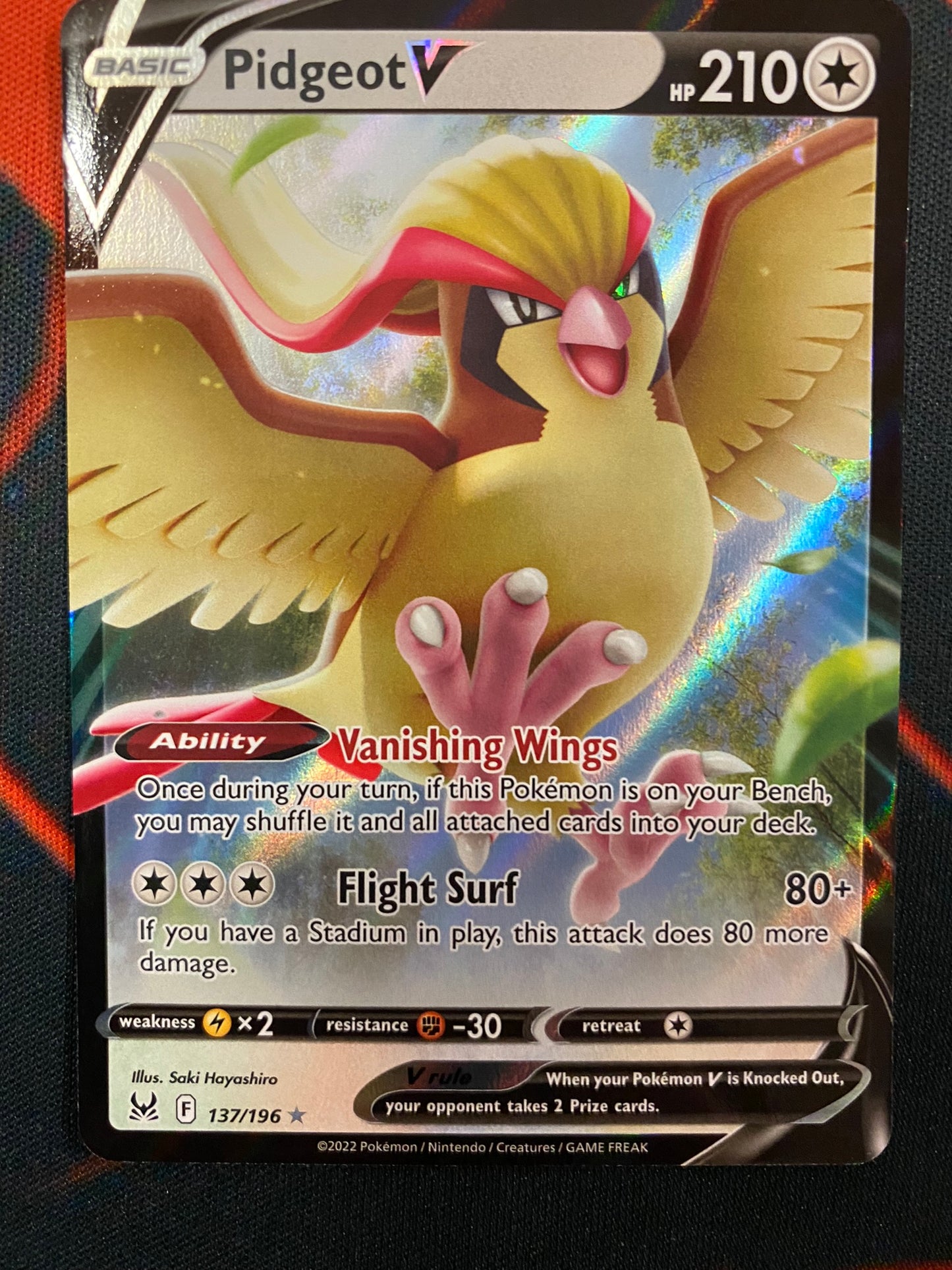 Pokemon Card Lost Origin 137/196 Pidgeot V Ultra Rare *MINT*