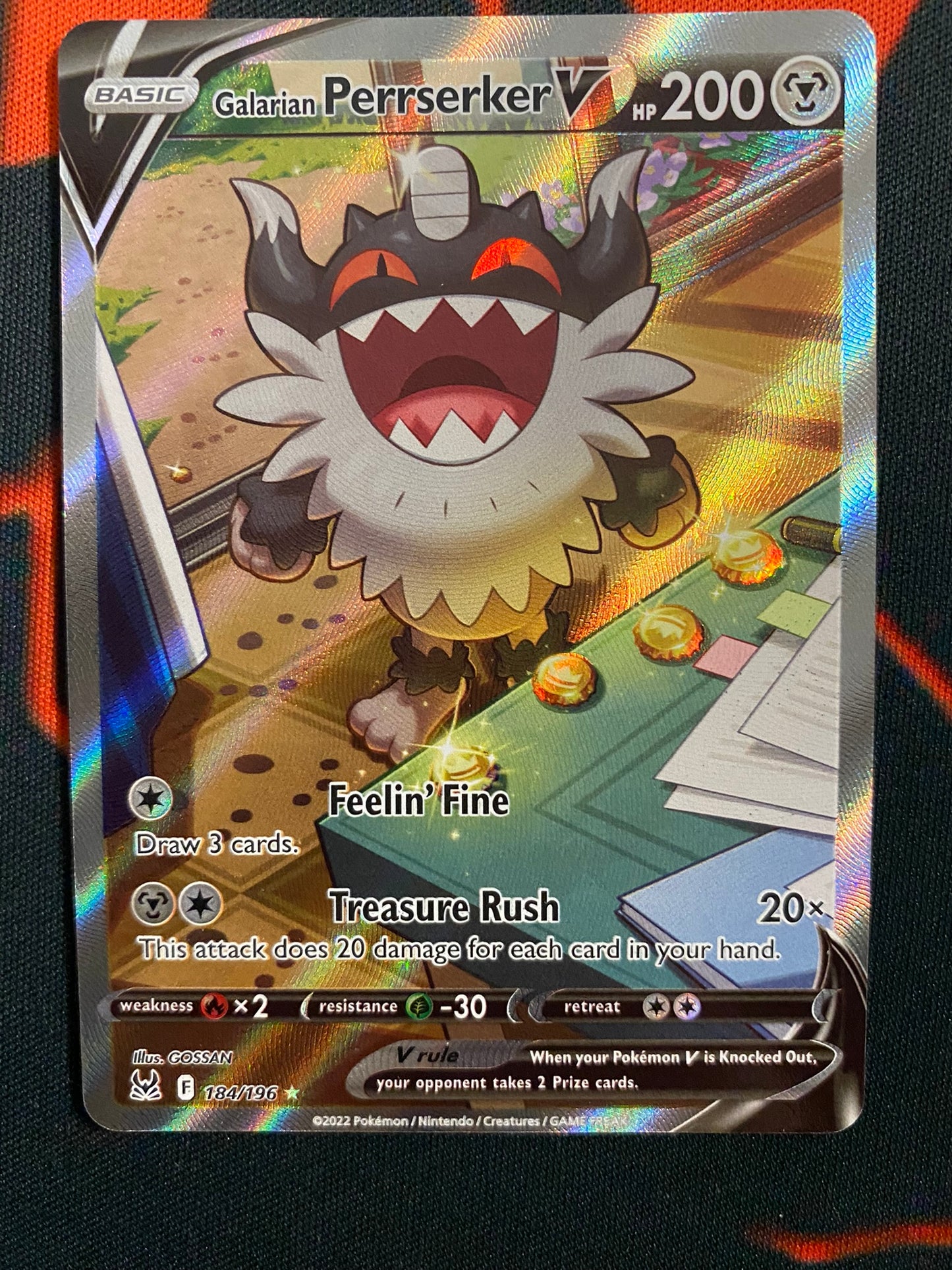 (S) Pokemon Card Lost Origin 184/196 Galarian Perrserker V Alternate Art *MINT*