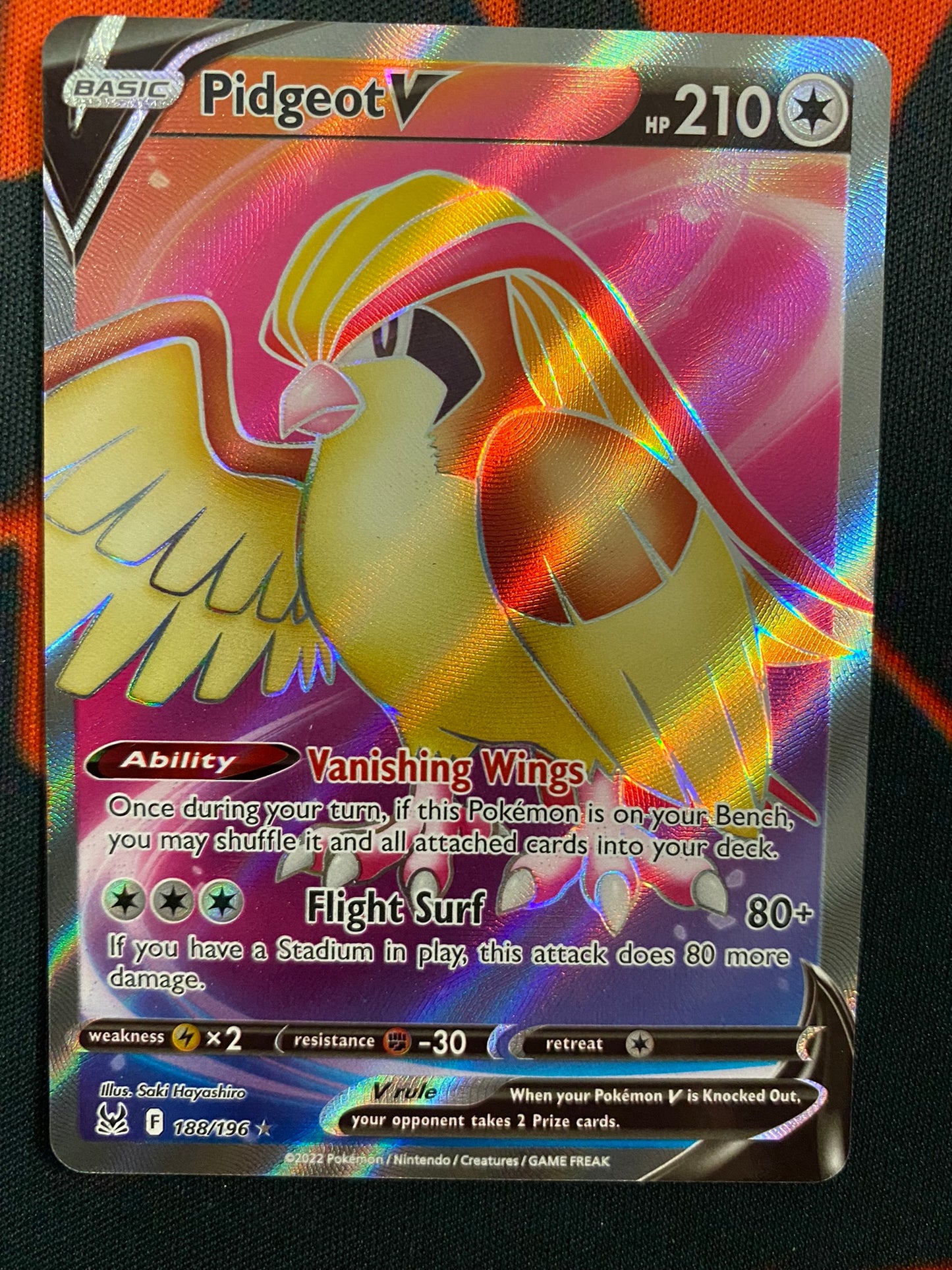 Pokemon Card Lost Origin 188/196 Pidgeot V Full Art *MINT*