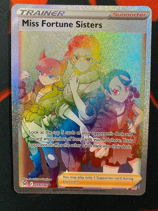 (S) Pokemon Card Lost Origin 209/196 Miss Fortune Sisters Supporter Hyper Rare *MINT*