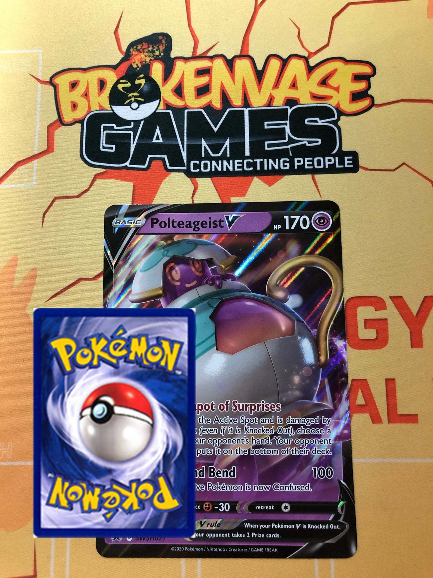 <transcy>Pokemon Card SWSH021 Polteageist V JUMBO OVERSIZED BLACK STAR PROMO</transcy>