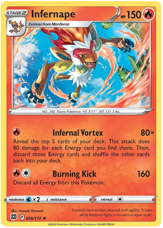 Pokemon Card Brilliant Stars 026/172 26/172 Infernape Holo Rare