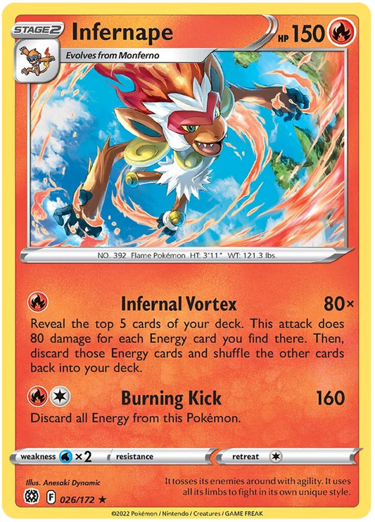 Pokemon Card Brilliant Stars 026/172 26/172 Infernape Holo Rare