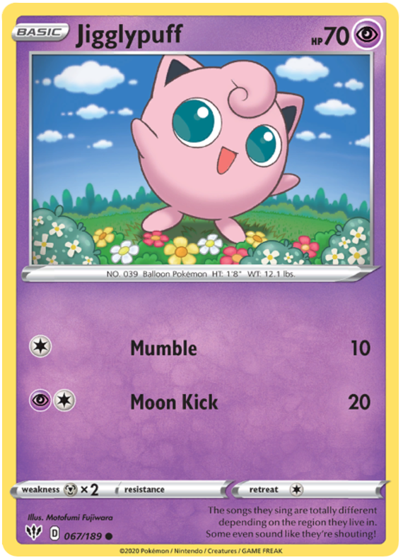 Pokemon Card Darkness Ablaze 67/189 067/189 Jigglypuff Common