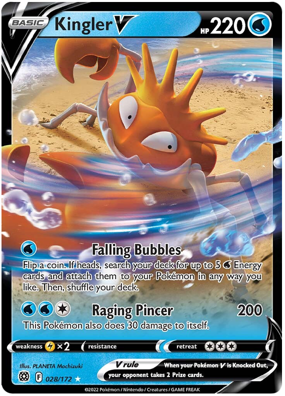 Pokemon Card Brilliant Stars 028/172 28/172 Kingler V Ultra Rare *M*