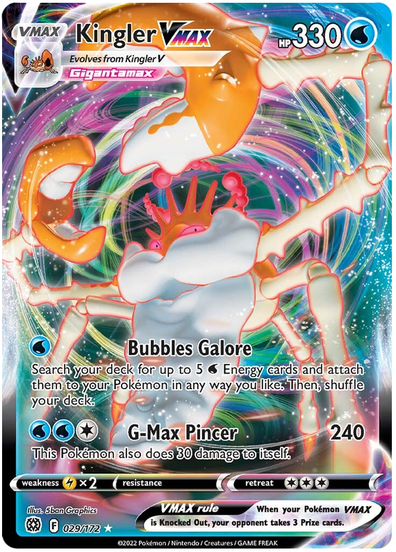 Pokemon Card Brilliant Stars 029/172 29/172 Kingler VMAX Ultra Rare *M*