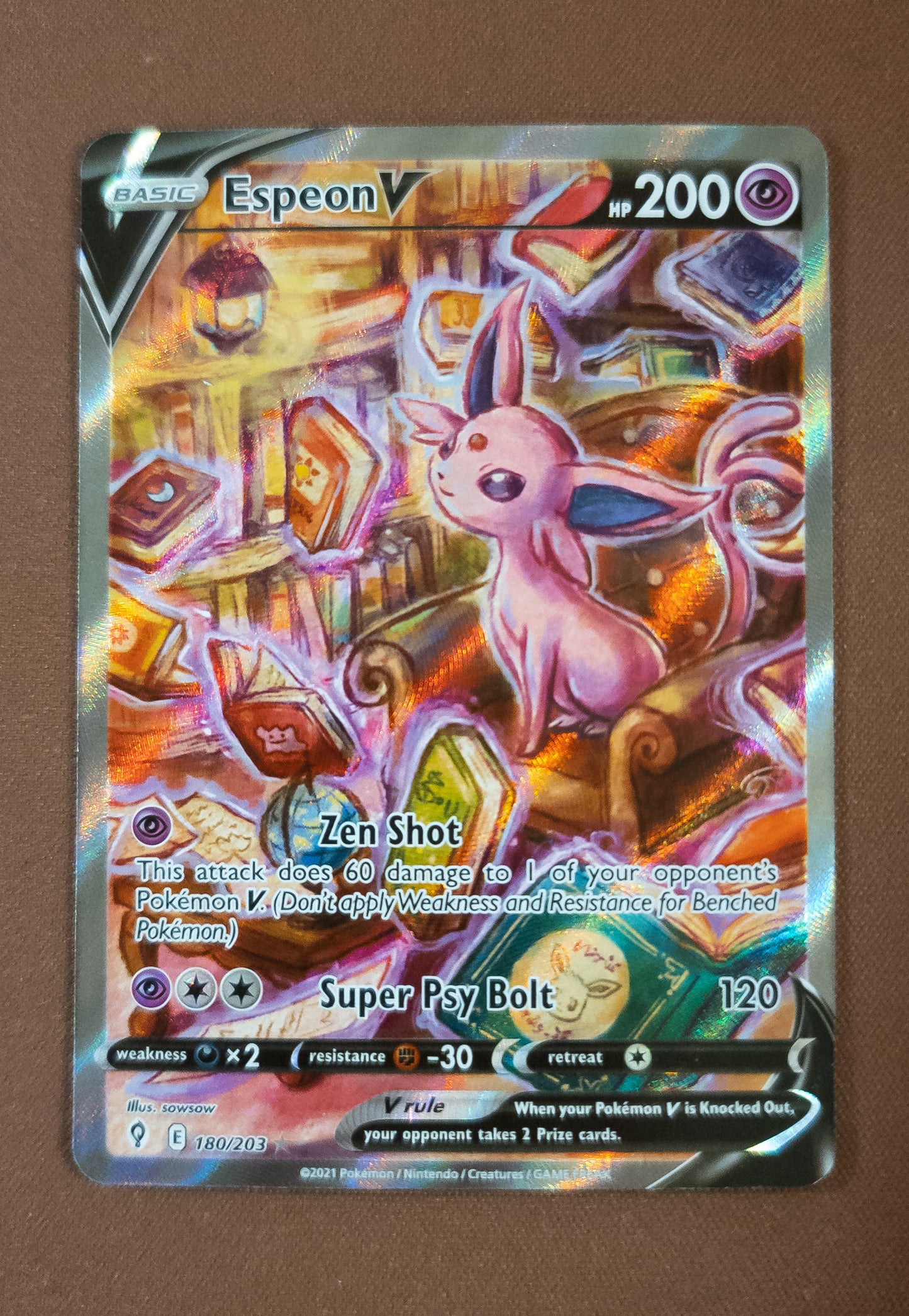 (S) Pokemon Card Evolving Skies 180/203 180/203 Espeon V Full Art *M*