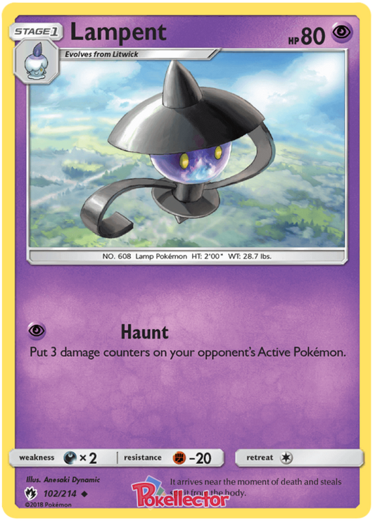 Pokemon Card Lost Thunder 102/214 Lampent Uncommon *MINT*