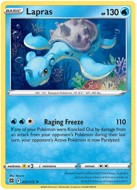 Pokemon Card Brilliant Stars 031/172 31/172 Lapras Rare