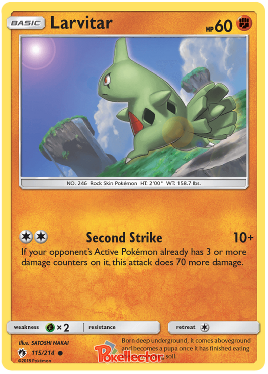 Pokemon Card Lost Thunder 115/214 Larvitar Common *MINT*