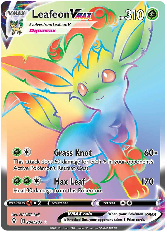 Pokemon Card Evolving Skies 204/203 204/203 Leafeon VMAX Hyper Rare