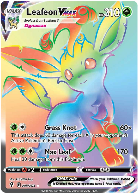 <transcy>Pokemon Card Evolving Skies 204/203 204/203 Leafeon VMAX Hyper Rare</transcy>