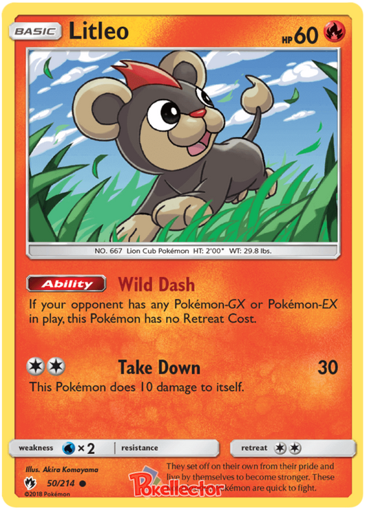 Pokemon Card Lost Thunder 50/214 050/214 Litleo Common *MINT*