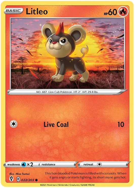 Pokemon Card Evolving Skies 22/203 022/203 Litleo Common