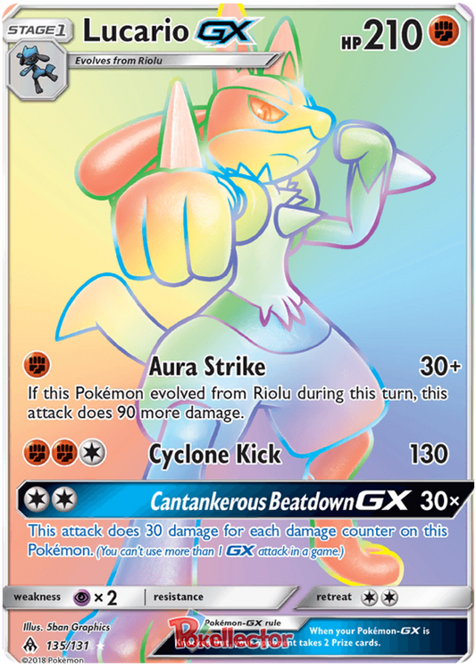 Pokemon Card Forbidden Light 135/131 Lucario GX Hyper Rare *MINT*