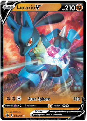 口袋妖怪卡片 Fusion Strike 146/264 Lucario V 超稀有