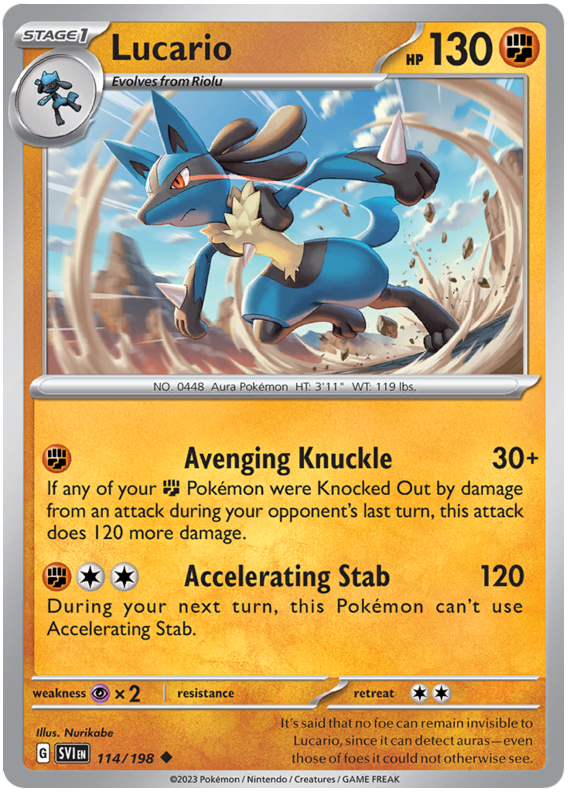 Pokemon Card Scarlet & Violet 114/198 Lucario Uncommon *MINT*