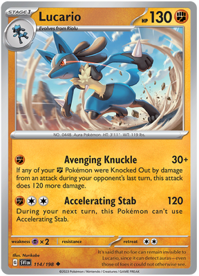 Pokemon Card Scarlet & Violet 114/198 Lucario Uncommon *MINT*