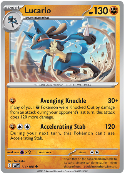 Pokemon Card Scarlet & Violet 114/198 Lucario Uncommon *MINT*