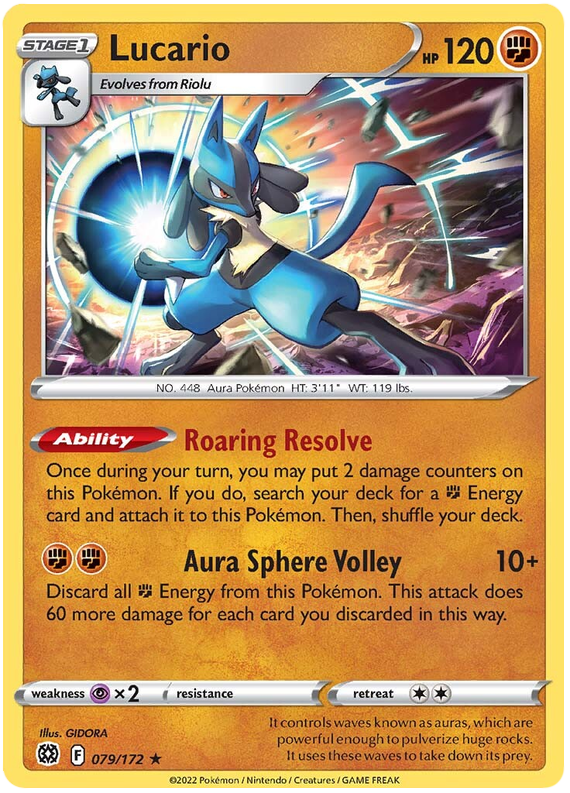 Pokemon Card Brilliant Stars 079/172 79/172 Lucario Holo Rare