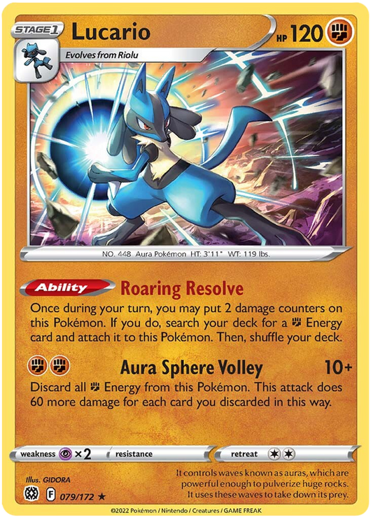 Pokemon Card Brilliant Stars 079/172 79/172 Lucario Holo Rare