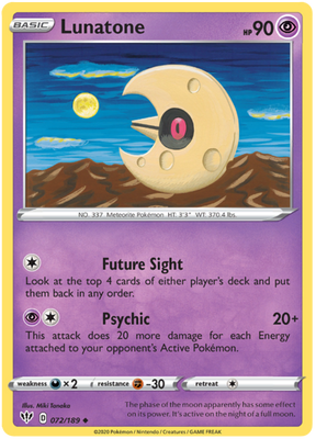 Pokemon Card Darkness Ablaze 72/189 072/189 Lunatone Uncommon
