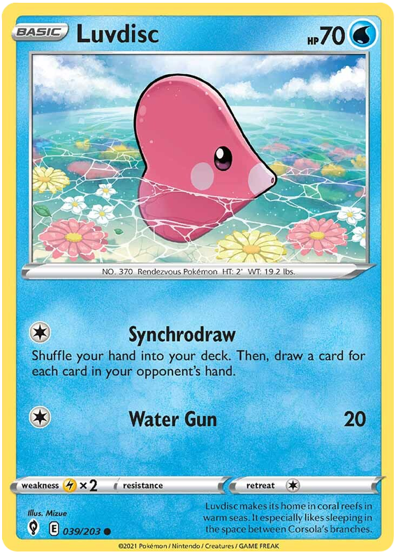 Pokemon Card Evolving Skies 39/203 039/203 Luvdisc Common