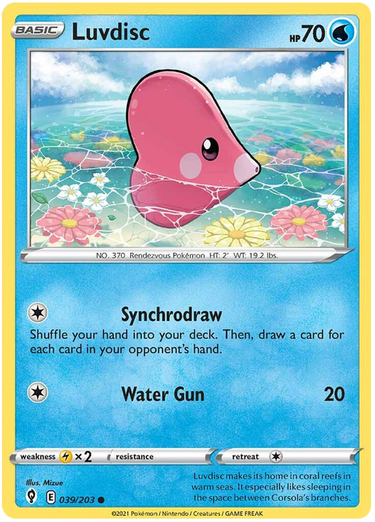 Pokemon Card Evolving Skies 39/203 039/203 Luvdisc Common