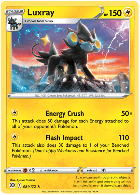 Pokemon Card Brilliant Stars 051/172 51/172 Luxray Rare