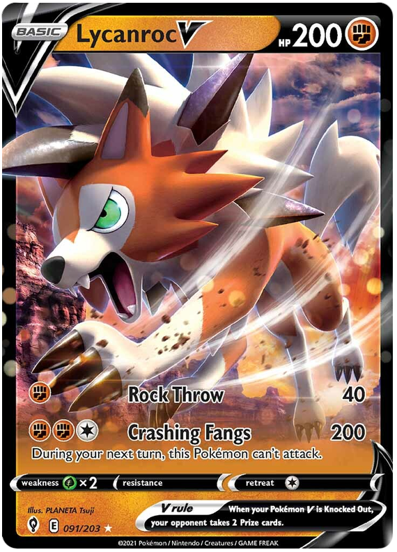 Pokemon Card Evolving Skies 91/203 091/203 Lycanroc V Ultra Rare *M*