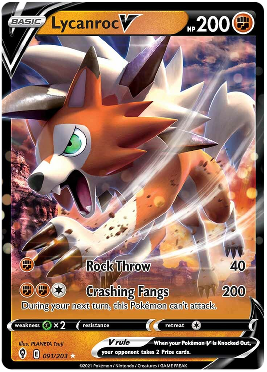 Pokemon Card Evolving Skies 91/203 091/203 Lycanroc V Ultra Rare *M*