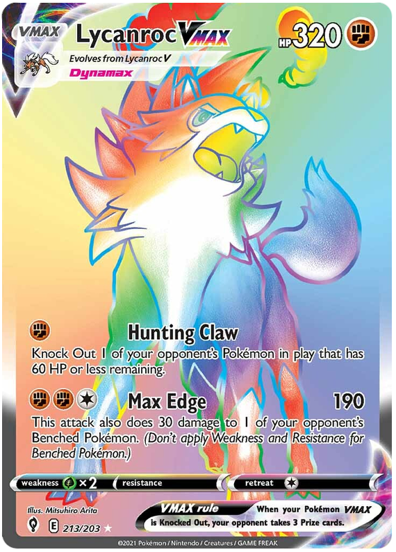 <transcy>لعبة Pokemon Card Evolution Skies 213/203 213/203 Lycanroc VMAX Hyper Rare</transcy>