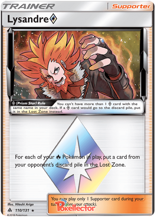 Pokemon Card Forbidden Light 110/131 Lysandre Prism Star Supporter Prism Rare *MINT*