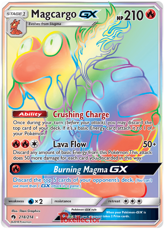 Pokemon Card Lost Thunder 218/214 Magcargo GX Hyper Rare *MINT*