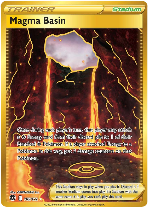 Pokemon Card Brilliant Stars 185/172 Magma Basin Secret Rare