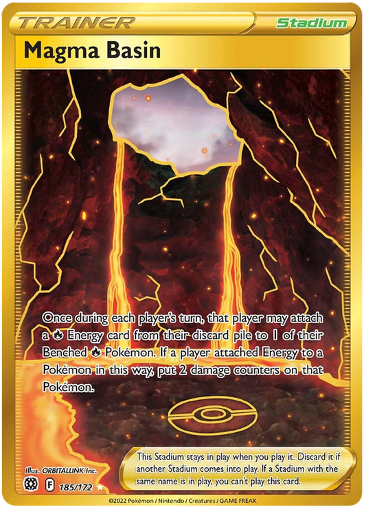 Pokemon Card Brilliant Stars 185/172 Magma Basin Secret Rare