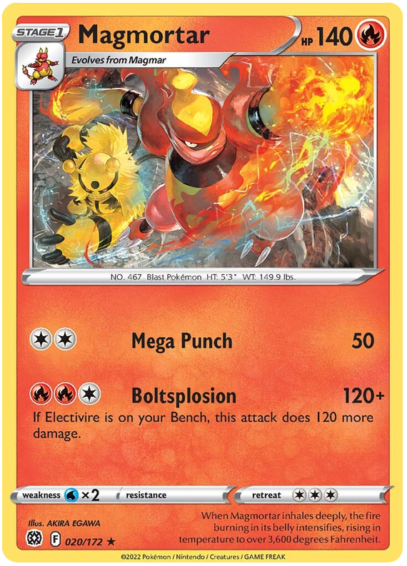 Pokemon Card Brilliant Stars 020/172 20/172 Magmortar Rare