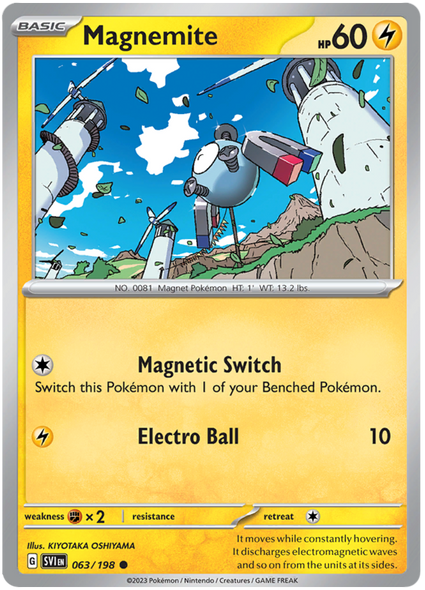 Pokemon Card Scarlet & Violet 063/198 63/198 Magnemite Common *MINT*