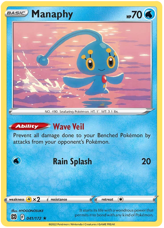 Pokemon Card Brilliant Stars 041/172 41/172 Manaphy Rare