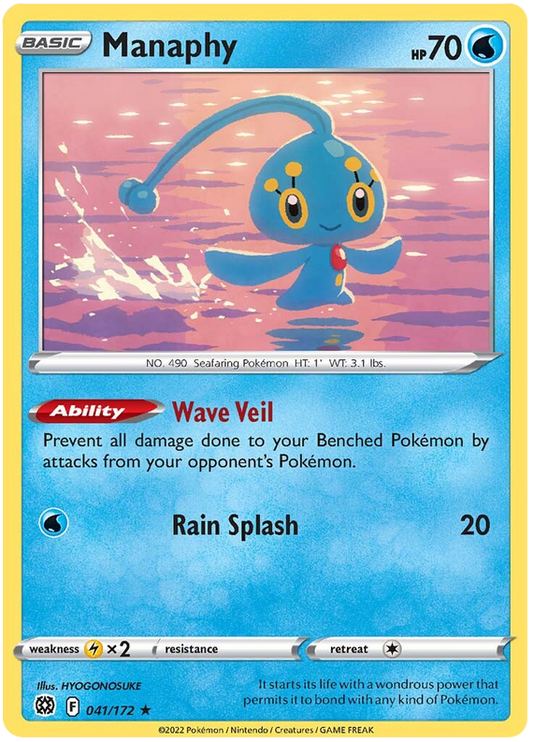 Pokemon Card Brilliant Stars 041/172 41/172 Manaphy Rare