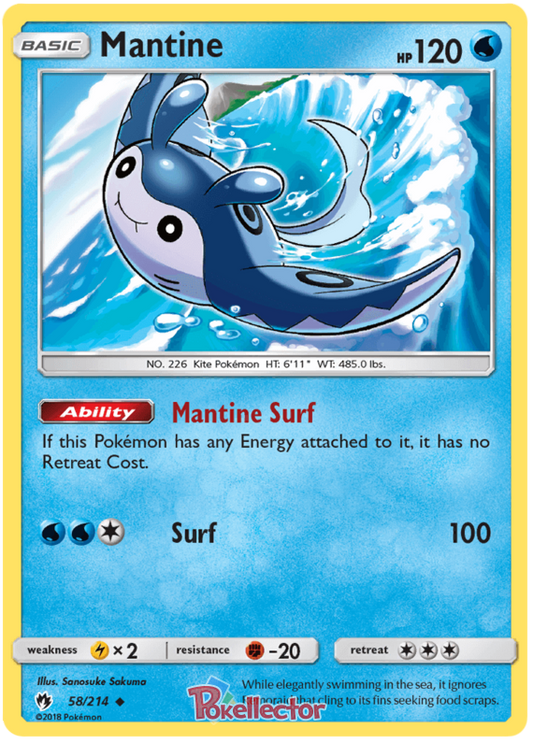 Pokemon Card Lost Thunder 58/214 058/214 Mantine Uncommon *MINT*
