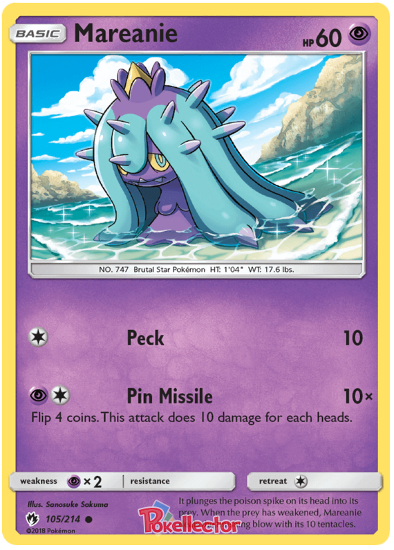 Pokemon Card Lost Thunder 105/214 Mareanie Common *MINT*
