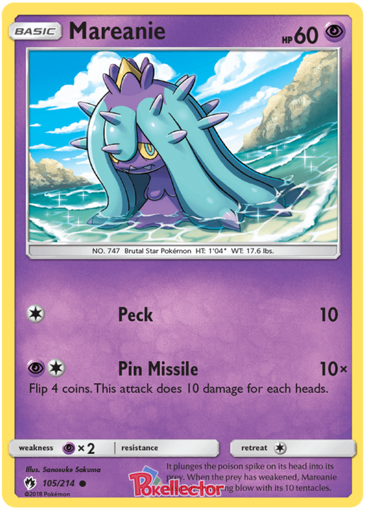 Pokemon Card Lost Thunder 105/214 Mareanie Common *MINT*