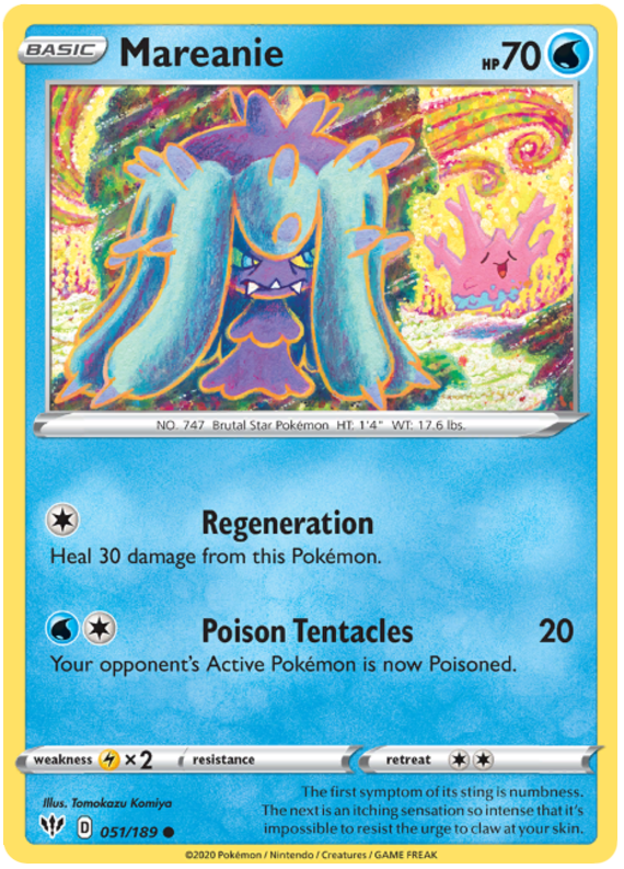 <transcy>Pokemon Card Darkness Alaze 51/189 051/189 Mareanie Common</transcy>